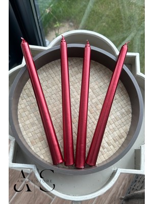 PremiumPort 4'lü Sedefli Kırmızı Şamdan Mum Takımı, Şıklık ve Zarafet Için Ideal