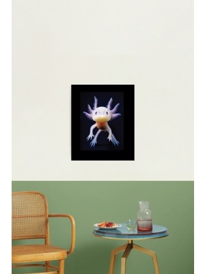 PremiumPort Sevimli Amfibi Axolotl Tablo, Ahşap Poster, Dekoratif Sanat Eseri