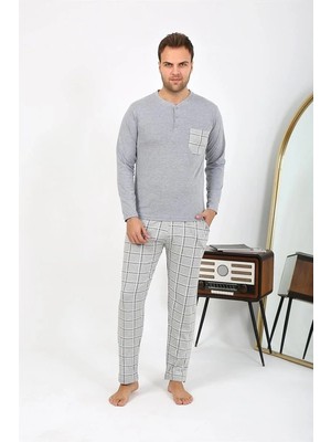 Marsilyan Erkek Uzun Kol Penye Gri Pijama Takımı