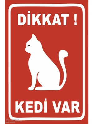 PremiumPort Eğlenceli Kedi Dikkat Uyarı Levhası Retro Ahşap Poster