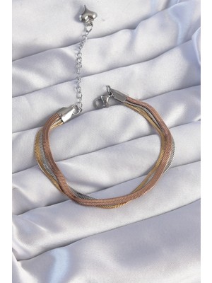 FRY 316L Çelik Renkli Italyan Zincir Model Çoklu Bileklik