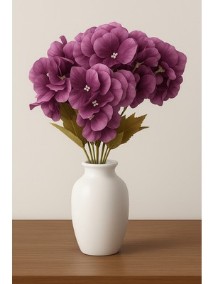 PremiumPort 7 Dallı Ortanca Demeti, 35 Cm, 56 Mor Leylak Çiçekli Hediye