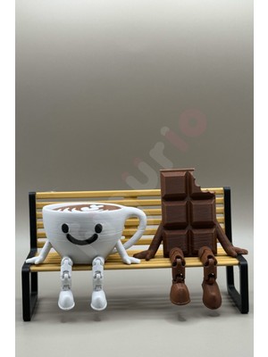 PremiumPort Bank Üzerinde Çikolata ve Espresso Biblo Seti, Şık Dekoratif Figürler