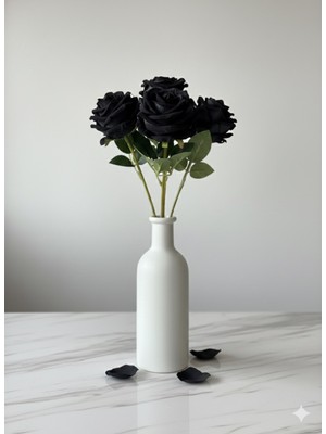 PremiumPort 50 cm Siyah Gül Buketi 5'li Set Vazo Süsleri, Özel Günler Için