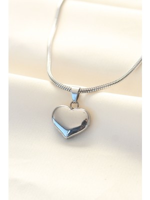 FRY 316L Çelik Gümüş Renk Kalp Kolye