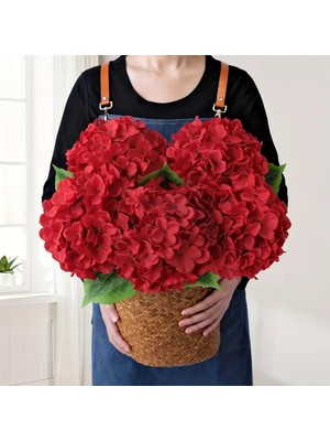 PremiumPort Canlı Görünümlü Ortanca Demet, Vazo ile Balkon ve Ev Dekoru