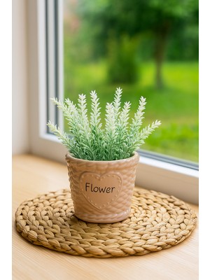 PremiumPort Beyaz Lavanta Yapay Çiçek Dekoratif Standlı, Şık ve Doğal Tasarım