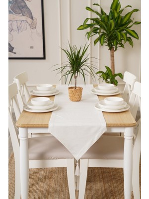 PremiumPort Şık ve Desenli 35X150 cm Beyaz Runner, Dekoratif Şıklık Için Mükemmel Seçim