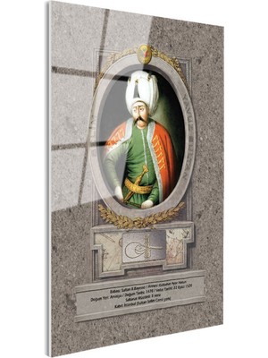 Tablofest Tamperli Gerçek Cam Tablo Yavuz Sultan Selim Klasik Portre Osmanlı Tablosu Duvar Dekoru