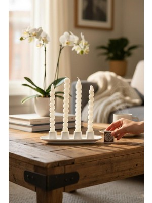 PremiumPort 4’lü Masaüstü Şamdan Seti, Dekoratif Döküm Şamdanlar, Modern Tasarım