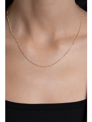 Bayar Gold 14 Ayar Altın Zarif Figaro Zincir Kolye