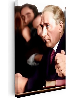 Tablofest Dikey Kanvas Tablo Atatürk Meclis Sırası Duruşu Atatürk Tablosu Ev Ofis Duvar Dekoru