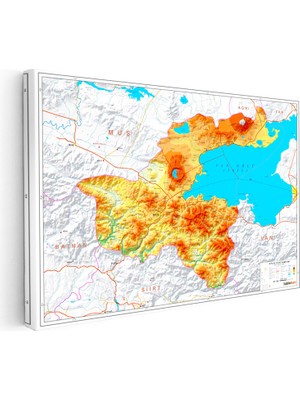 Tablofest Yatay Kanvas Tablo Bitlis Yeryüzü Şekilleri Harita Tablosu Ev Ofis Duvar Dekoru