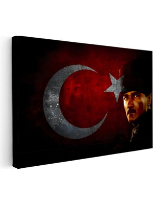 Tablofest Yatay Kanvas Tablo Atatürk Büyük Ay Yıldız Grafik Atatürk Tablosu Ev Ofis Duvar Dekoru