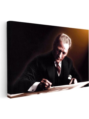 Tablofest Yatay Kanvas Tablo Atatürk Masada Imza Anı Atatürk Tablosu Ev Ofis Duvar Dekoru