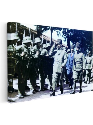 Tablofest Yatay Kanvas Tablo Atatürk Askeri Tören Teftiş Atatürk Tablosu Ev Ofis Duvar Dekoru
