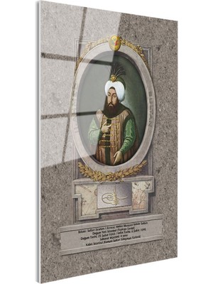 Tablofest Tamperli Gerçek Cam Tablo Ikinci Ahmed Han Padişah Portresi Osmanlı Tablosu Duvar Dekoru