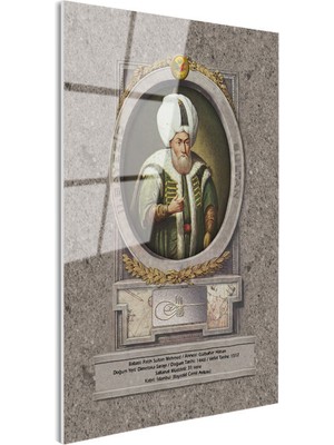 Tablofest Tamperli Gerçek Cam Tablo Ikinci Bayezid Han Padişah Portresi Osmanlı Tablosu Duvar Dekoru