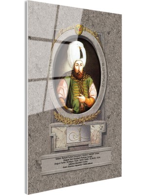 Tablofest Tamperli Gerçek Cam Tablo Ikinci Selim Han Padişah Portresi Osmanlı Tablosu Duvar Dekoru