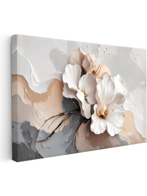 Tablofest Yatay Kanvas Tablo Narin Taç Yapraklar Çiçek Tablosu Ev Ofis Duvar Dekoru