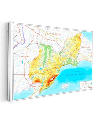Tablofest Yatay Kanvas Tablo Tekirdağ Doğal Yüzey Harita Tablosu Ev Ofis Duvar Dekoru