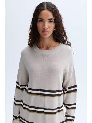 Loose Fıt Çizgili Kazak