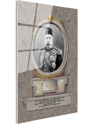 Tablofest Tamperli Gerçek Cam Tablo Sultan Mehmed Reşad Portresi Osmanlı Tablosu Duvar Dekoru