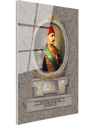 Tablofest Tamperli Gerçek Cam Tablo Sultan Mehmed Reşad Üniformalı Portre Osmanlı Tablosu Duvar Dekoru