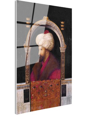 Tablofest Tamperli Gerçek Cam Tablo Fatih Sultan Mehmed Kemerli Kompozisyon Osmanlı Tablosu Duvar Dekoru