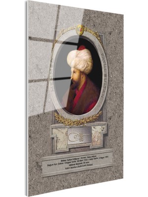 Tablofest Tamperli Gerçek Cam Tablo Fatih Sultan Mehmed Klasik Portre Osmanlı Tablosu Duvar Dekoru