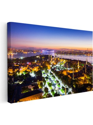 Tablofest Yatay Kanvas Tablo Sultanahmet Meydanı ve Boğaz Manzarası Şehir Mimari Tablo Ev Ofis Duvar Dekoru