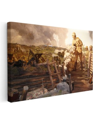 Tablofest Yatay Kanvas Tablo Atatürk Cephe Dürbünü Atatürk Tablosu Ev Ofis Duvar Dekoru