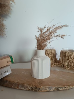 PremiumPort Şekerlik Kutusu, Pampas Vazosu ve Oval Sunumluk Seti, Şık Ev Dekoru