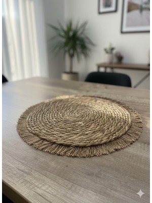 PremiumPort 36 cm Doğal Hasır Supla, Jüt Örgü Amerikan Servis, Dekoratif Tabak Altlığı