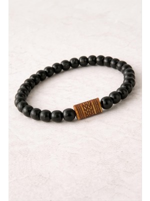 Bijuteri Net Oval Bambu Ahşap Bileklik 8 mm