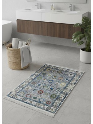 Cicim Halı Dekoratif Paspas | Dokuma Tabanlı Etnik Desenli Yıkanabilir Baskılı Kaymaz Kilim Paspas 60X90 cm