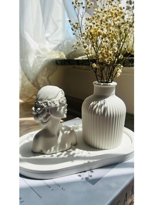 PremiumPort Beyaz Kadın Figürlü Bohem Beton Dekoratif Seti (3 Parça)