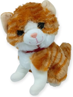 Kuzgun Ticaret Sesli Peluş Kedi 25 cm - Sarı (Lisinya)