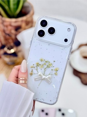 Go Aksesuar Iphone 17 Promax Uyumlu Buket Çiçek Simli Oyuncak Tasarımlı Silikon Kılıf