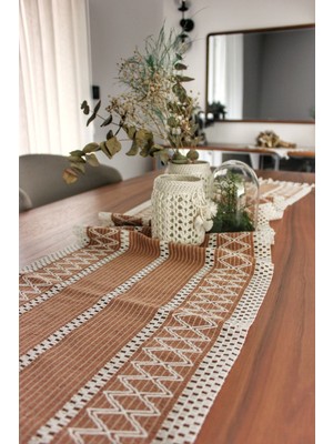 PremiumPort Pamuklu Şal Motif Dantel Örgü Runner 35X150, Şıklık ve Zarafet Sunar