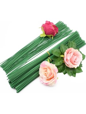 Teknotrust 2mm Çiçek Teli 25 Adet 36CM, Pastacılık Yeşil Yapım Kokina Bandı