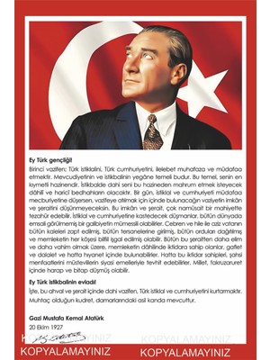 PremiumPort Atatürk'ün Gençliğe Hitabesi Retro Ahşap Tablo, Genç Odası Dekorasyonu