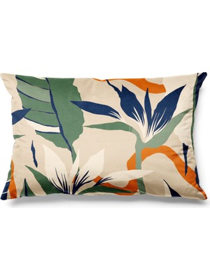 PremiumPort Dikdörtgen Blossom Desenli Süet Çift Taraflı Kırlent Kılıfı