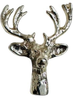 PremiumPort Gümüş Renk Geyik Figürlü Metal Dekoratif Obje, Şık ve Modern Tasarım