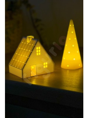 PremiumPort Kış Temalı Cam Ağacı Tealight Mumluklar, 2'li Set, Tavşan Figürlü Dekorasyon