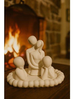 PremiumPort Dekoratif Anne Baba ve Çocuk Sarılan Çiftler Bubble Sunum Altlığı Dahil