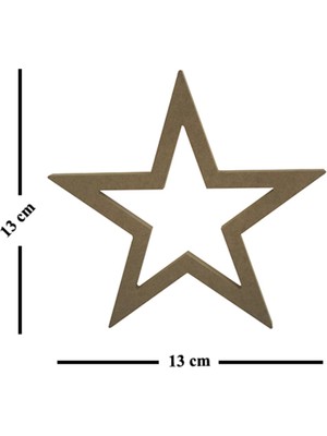 PremiumPort Boyanabilir Ahşap Mdf Yıldız Temalı Dekoratif Süs 13X13