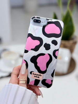 Go Aksesuar Iphone 7 Plus ve 8 Plus Uyumlu Shine Pembe Leopar Renk Geçişli Desenli Silikon Kılıf