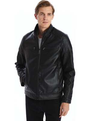 Lc Waikiki Yeni Sezon Standart Kalıp Dik Yaka Erkek Deri Görünümlü Ceket