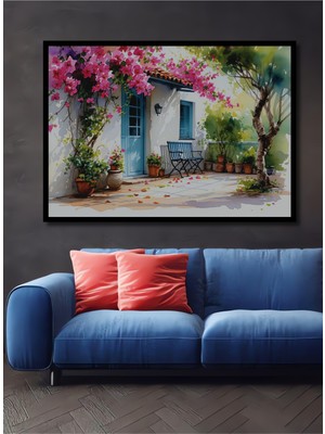 PremiumPort Çiçekli Ev ve Ofis Dekoratif Ahşap Dikdörtgen Tablo